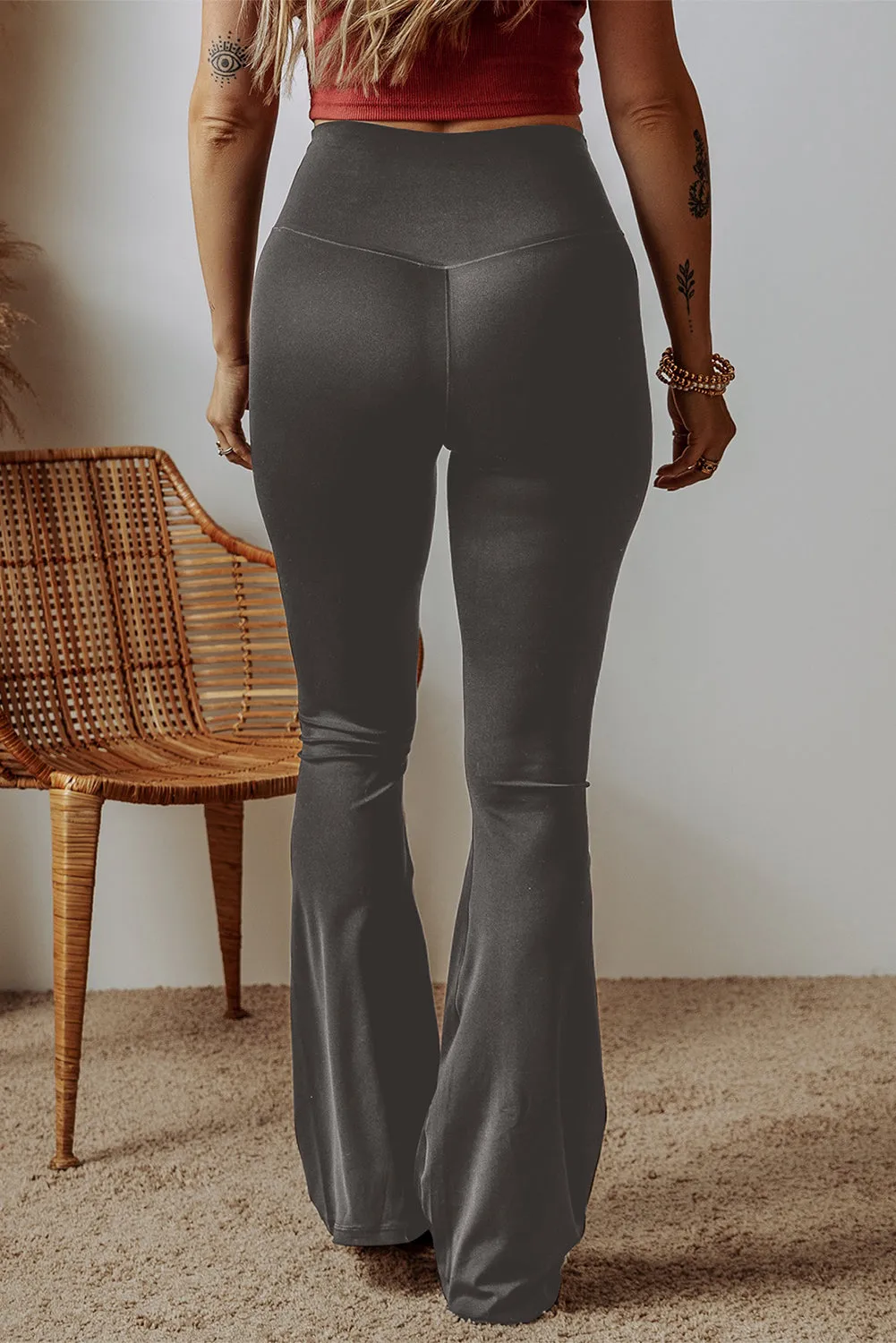 V Shape High Waist Flared Leggings