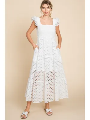 White Eyelet Maxi Dress