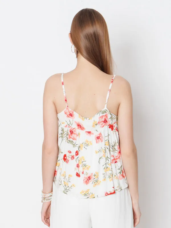 White Printed Relaxed Fit Top