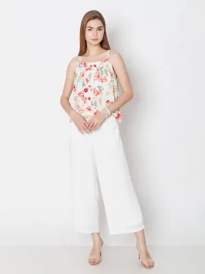 White Printed Relaxed Fit Top