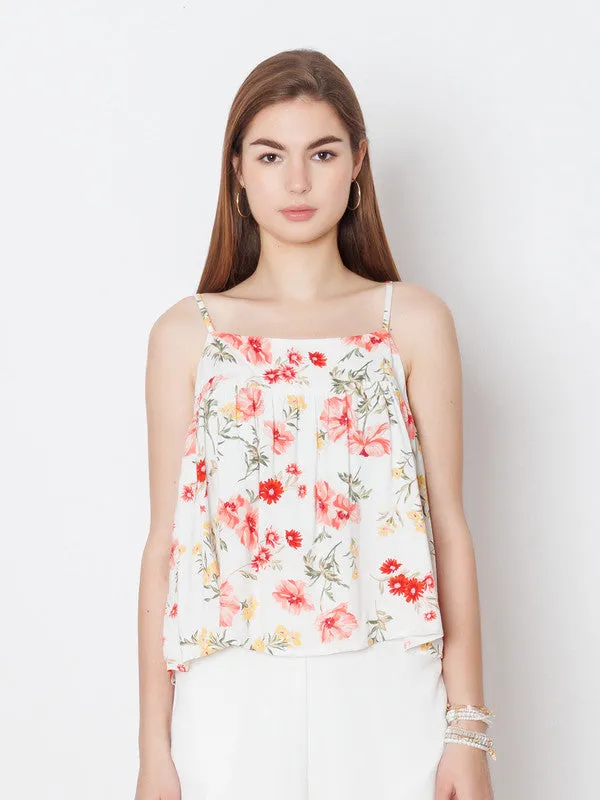 White Printed Relaxed Fit Top