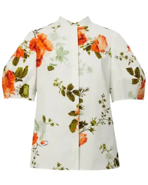 White Short Sleeve Volume Blouse