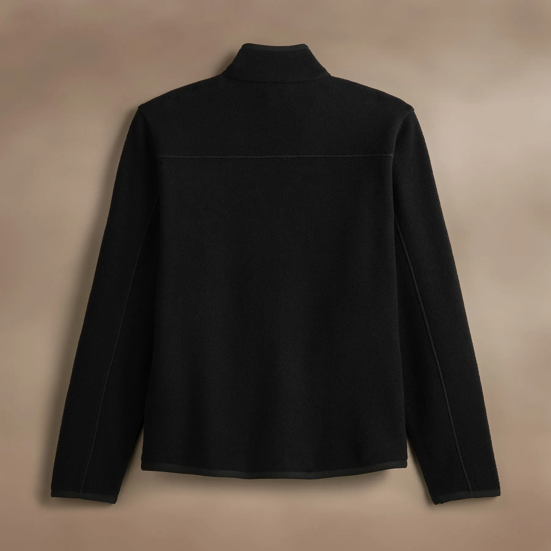Wool Jersey Zip Front Funnel Neck - Black/Black