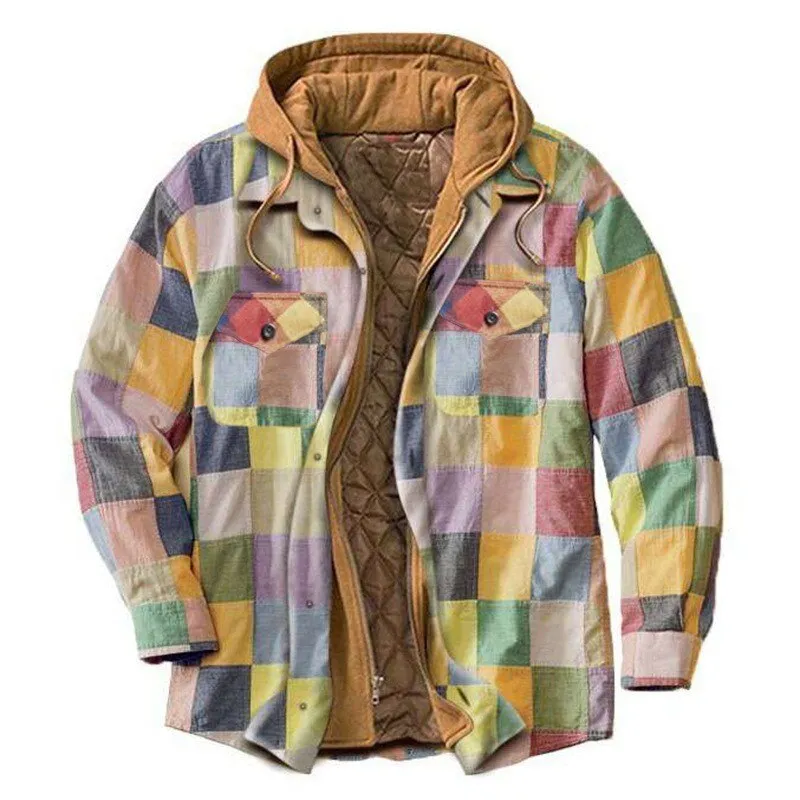 xiangtuibao Men's Plain Printed Hooded Cotton Jacket Winter Fashion Casual Thicken Warm Zippers Hoodie Coat Luxury M-4XL