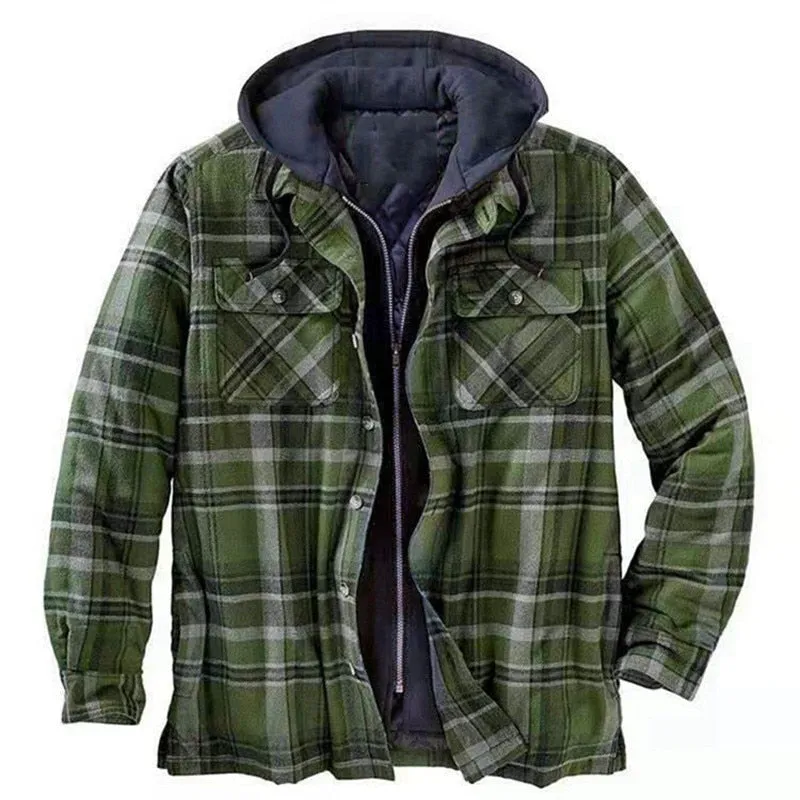 xiangtuibao Men's Plain Printed Hooded Cotton Jacket Winter Fashion Casual Thicken Warm Zippers Hoodie Coat Luxury M-4XL