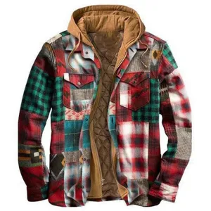xiangtuibao Men's Plain Printed Hooded Cotton Jacket Winter Fashion Casual Thicken Warm Zippers Hoodie Coat Luxury M-4XL
