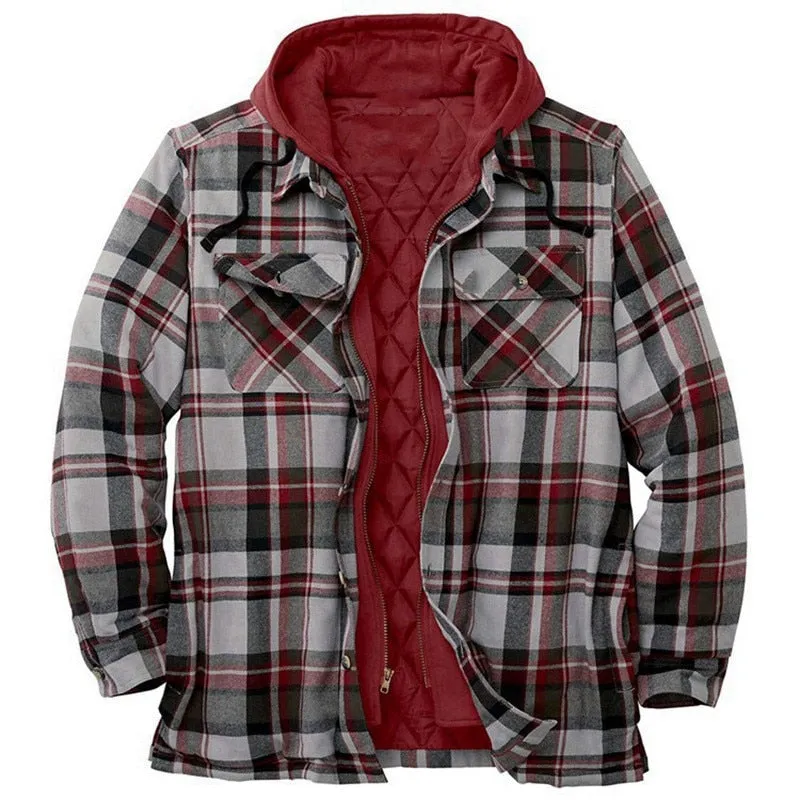 xiangtuibao Men's Plain Printed Hooded Cotton Jacket Winter Fashion Casual Thicken Warm Zippers Hoodie Coat Luxury M-4XL