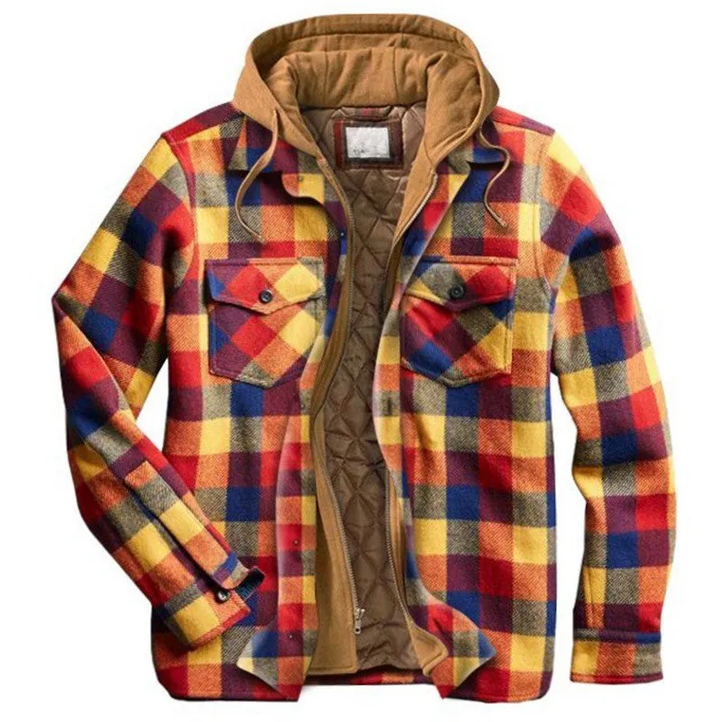 xiangtuibao Men's Plain Printed Hooded Cotton Jacket Winter Fashion Casual Thicken Warm Zippers Hoodie Coat Luxury M-4XL