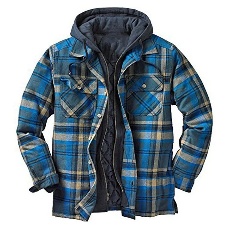 xiangtuibao Men's Plain Printed Hooded Cotton Jacket Winter Fashion Casual Thicken Warm Zippers Hoodie Coat Luxury M-4XL