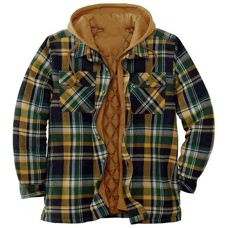xiangtuibao Men's Plain Printed Hooded Cotton Jacket Winter Fashion Casual Thicken Warm Zippers Hoodie Coat Luxury M-4XL