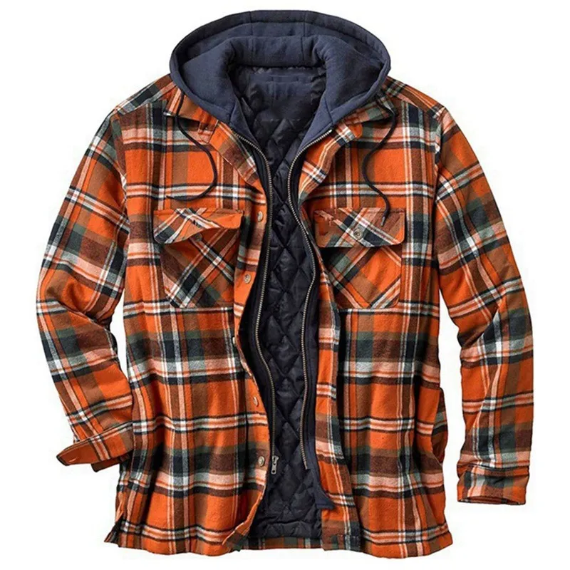 xiangtuibao Men's Plain Printed Hooded Cotton Jacket Winter Fashion Casual Thicken Warm Zippers Hoodie Coat Luxury M-4XL
