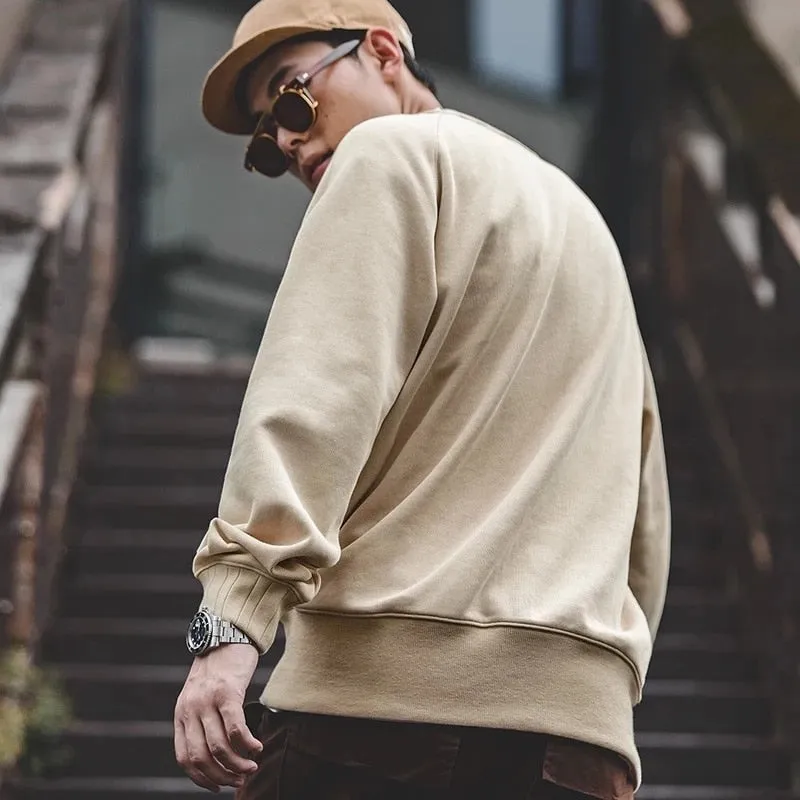 xiangtuibao Vintage Men's Hoodies Sweatshirt Oversize Male Loose Cotton Solid Thicken Warm Sweatshirts Casual Knitting Hoodied Clothes