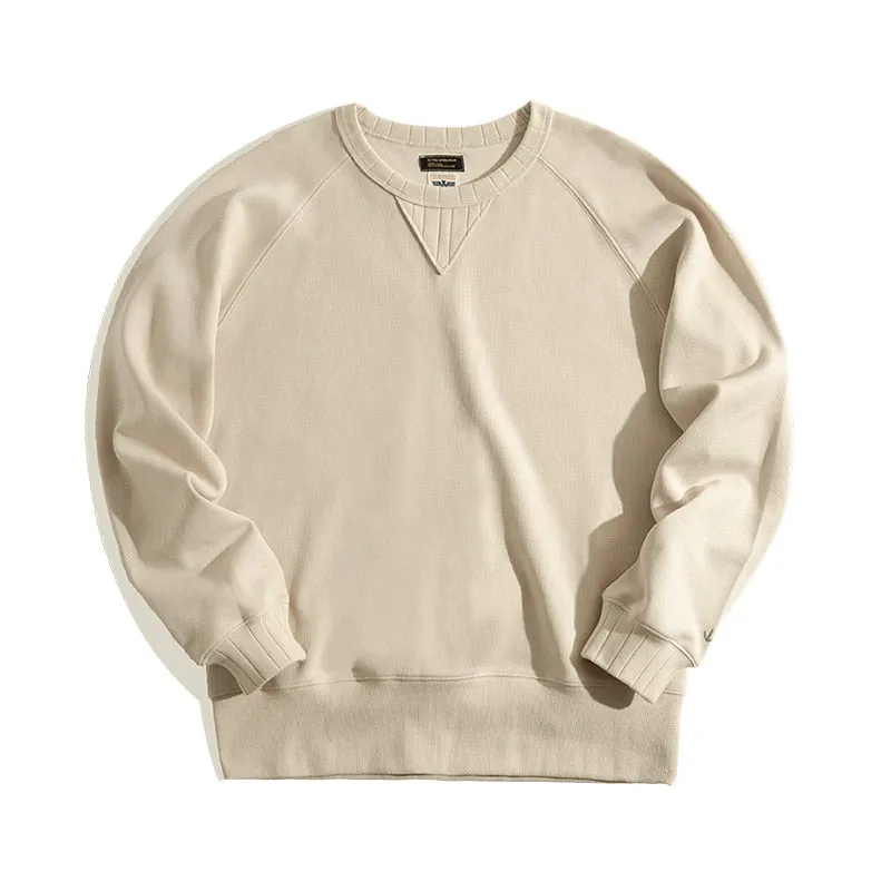 xiangtuibao Vintage Men's Hoodies Sweatshirt Oversize Male Loose Cotton Solid Thicken Warm Sweatshirts Casual Knitting Hoodied Clothes