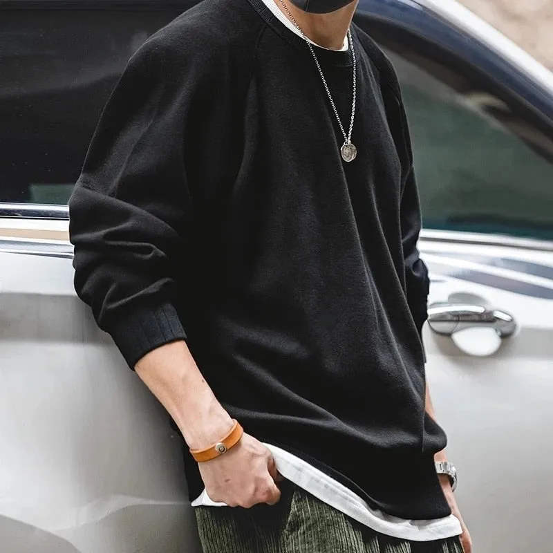 xiangtuibao Vintage Men's Hoodies Sweatshirt Oversize Male Loose Cotton Solid Thicken Warm Sweatshirts Casual Knitting Hoodied Clothes