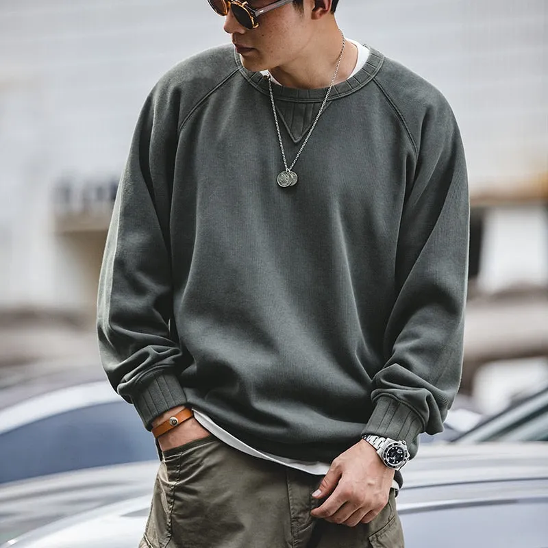 xiangtuibao Vintage Men's Hoodies Sweatshirt Oversize Male Loose Cotton Solid Thicken Warm Sweatshirts Casual Knitting Hoodied Clothes
